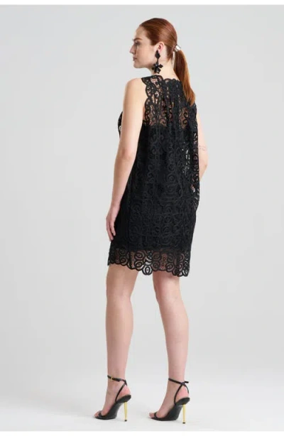 Natori Shinrin Mock-neck Floral Lace Mini Dress In Black