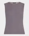Natori Rib Essentials Cropped Tank & Pants Pajama Set In Purple Slate