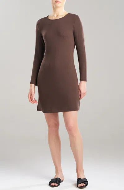 Natori Rib Long Sleeve Nightgown In Brown