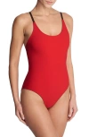 Natori Riviera Reversible One-piece Swimsuit In Red/choco
