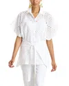 Natori Eyelet-embroidered Button-down Cotton Top