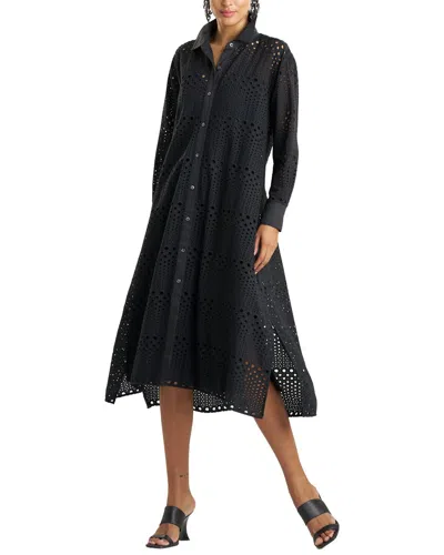 Natori Round Eyelet Oversized Shirt Dress In Black