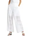 Natori Wide-leg Eyelet-embroidered Cotton Pants