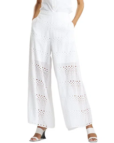 Natori Round Eyelet Palazzo Pant In White