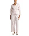 Natori Sateen Embroidered Essentials Long Pajama Set In Blush Pink