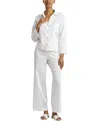 Natori Sateen Embroidered Essentials Long Pajama Set In White