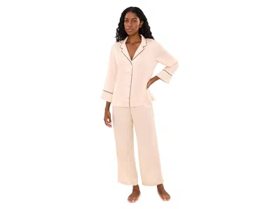 Natori Satin Essentials Notch Pajama Set Women's Pajama Sets Wheat: L (women's 14-16), Polyester/spandex In Neutral