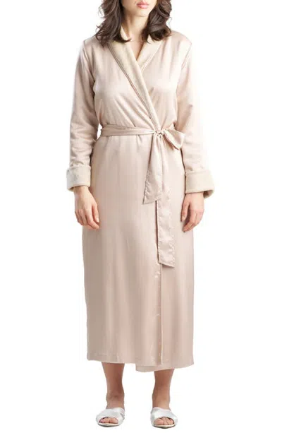 Natori Satin Plush Long Robe In Multi