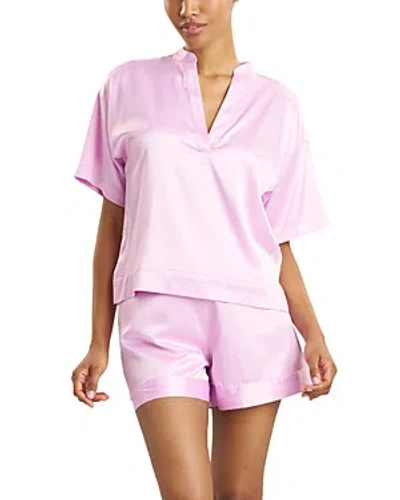 Natori Satin Short Pajama Set In Light Pink