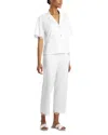 Natori Scalloped Lace Cropped Pajama Set In White