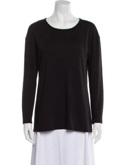 Pre-owned Natori Scoop Neck Long Sleeve Top In Black