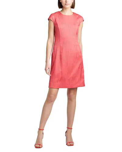Natori Solid Knit Crepe Raised Collar Dress In Cayenne