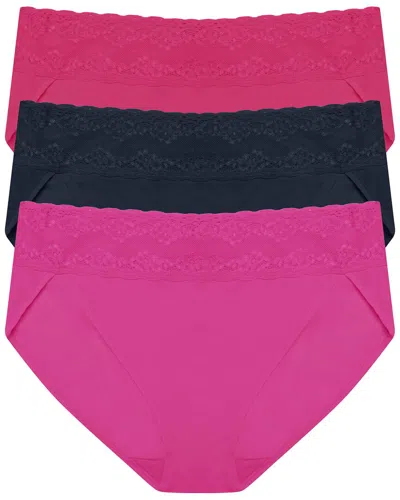 Natori Bliss Perfection Cotton Stretch One Size French Cut Brief 3-pack In Multi