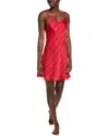 Natori Sheer Stripe Jacquard Satin Chemise In Red