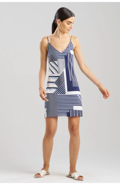 Natori Shima Chemise In Blue W/blue