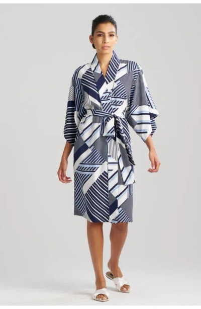 Natori Shima Wrap In Blue W/blue
