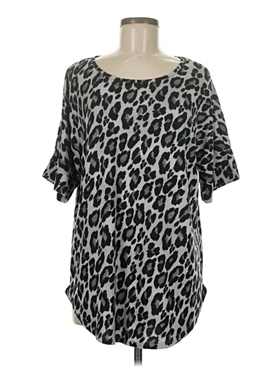 Pre-owned Natori Short Sleeve Blouse In Silver