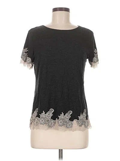 Pre-owned Natori Short Sleeve Top Gray Crew Neck Tops