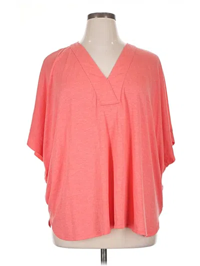 Pre-owned Natori Short Sleeve Top Orange V-neck Tops