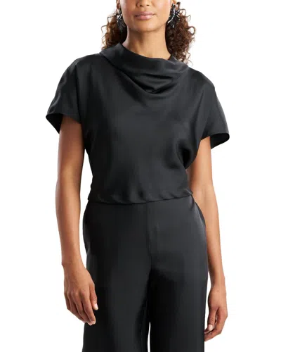 Natori Silk Twill Cowl Neck Top In Black