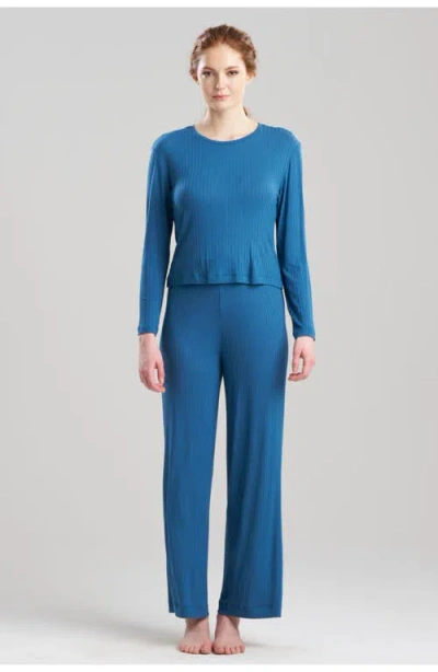 Natori Sky Rib Ease Long Sleeve Top In Blue