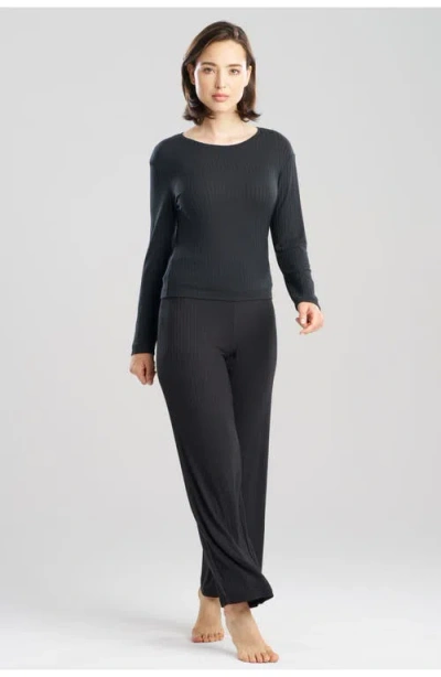 Natori Sky Rib Ease Long Sleeve Top In Blue