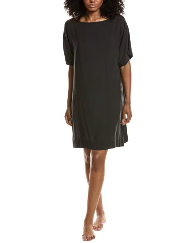 Natori Sleek Silk-blend Sleep Shirt In Black