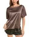 Natori Glamour Satin Pajama Top In Brown