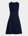 Natori Compact Knit Fit And Flare Dress In Midnight Navy