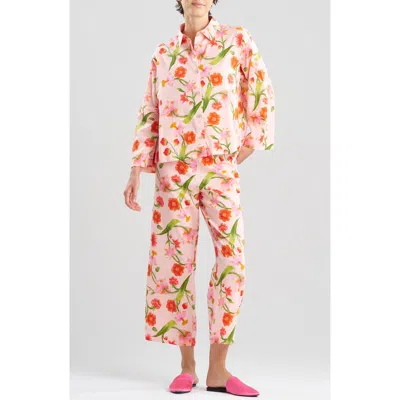 Natori Solene Cotton Sateen Crop Pajamas In Pink