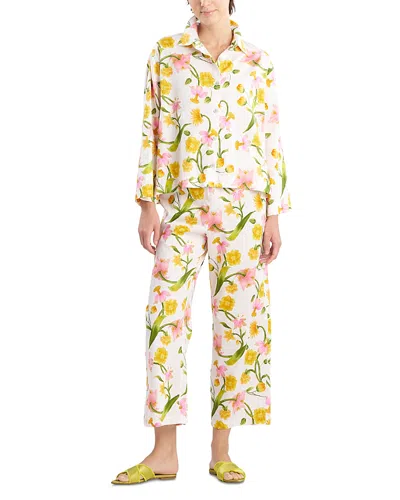 Natori Solene Cotton Sateen Notch Pajama Set In Multi