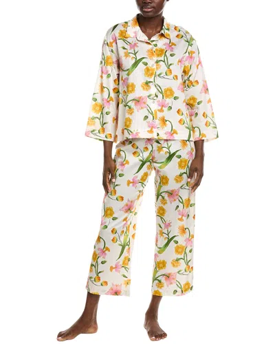 Natori Solene Cotton Sateen Notch Pj Set In White