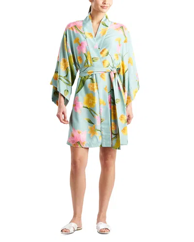 Natori Solene Matte Charmeuse Wrap Robe In Green