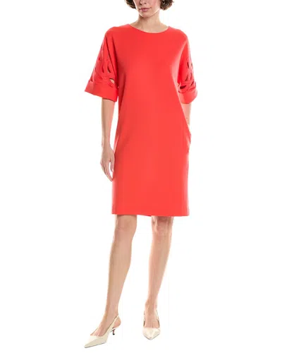 Natori Solid Knit Crepe Midi Dress In Red