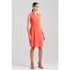 Natori Solid Knit Crepe Raised Collar Dress In Cayenne