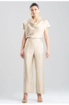 Natori Solid Silk Twill Pull On Straight Leg In Brown