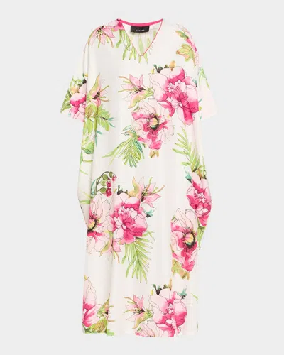 NATORI SONOMI MATTE FLORAL-PRINT CAFTAN