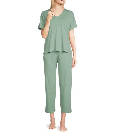 Natori Soothe Short Sleeve Lounge Set In Sage In Green