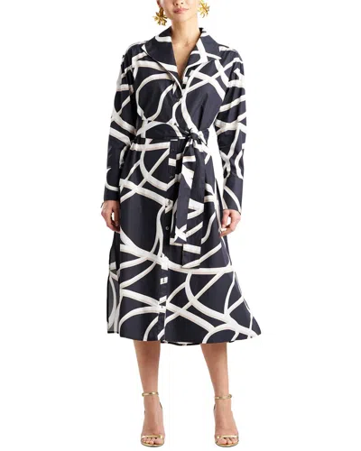Natori Spiral Taffeta Oversized Shirtdress In Black