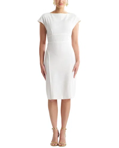 Natori Stretch Basketweave Sheath Dress In White