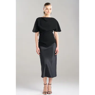 Natori Stretch Crepe Asymmetric Draped Top In Black