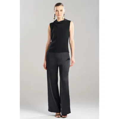 Natori Stretch Crepe Funnel Neck Top In Black
