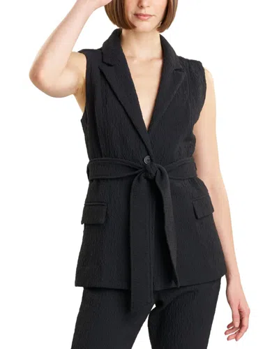 Natori Stretch Texture Jacquard Sleeveless Jacket In Black