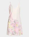 Natori Sumi-e Floral-print Charmeuse Chemise In Rosebud