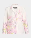 Natori Sumi-e Floral-print Charmeuse Crop Pajama Set In Rosebud