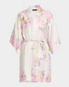 Natori Sumi-e Floral-print Charmeuse Wrap In Rosebud