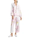 Natori Sumi-e Floral-print Charmeuse Crop Pajama Set In Rosebud