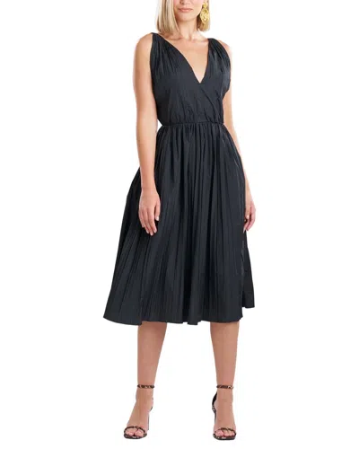 Natori Taffeta Plisse A Line Dress In Black