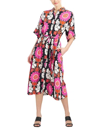 Natori Talitha Crepe A-line Belted Shirtdress In Multi