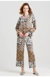 Natori Satin Pajama Set In Natural/black